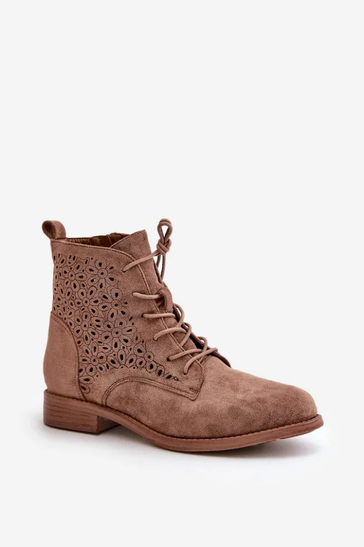 Damskie Damskie buty S.Barski Damskie Botki Ze Wzorem Brązowe S.Barski HY66-136