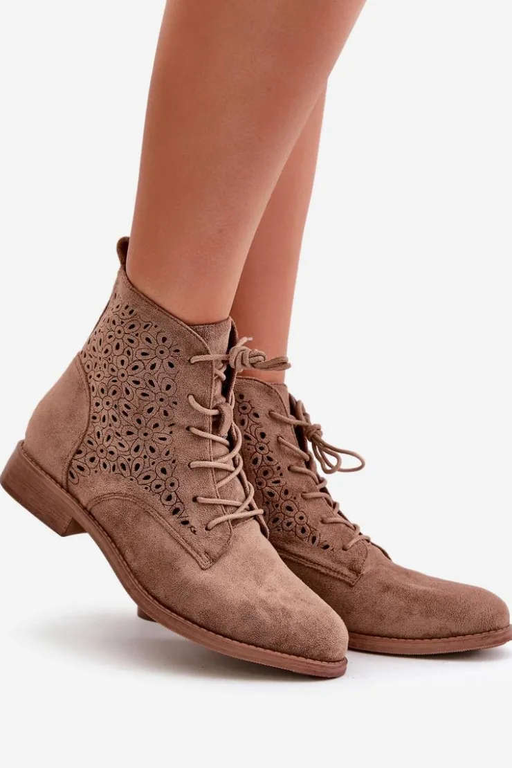 Damskie Damskie buty S.Barski Damskie Botki Ze Wzorem Brązowe S.Barski HY66-136