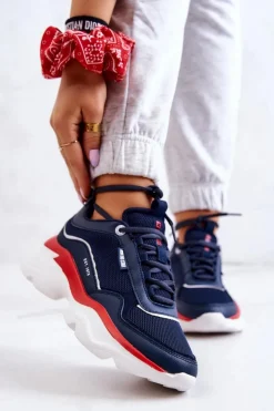 Damskie Big Star Shoes Damskie Buty Sportowe Big Star JJ274A117 Granatowe