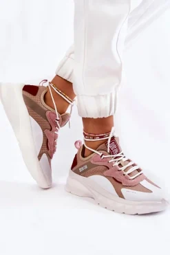 Big Star Shoes Buty Sportowe Big Star|Sneakersy Damskie*Damskie Buty Sportowe Big Star KK274055 Beżowe