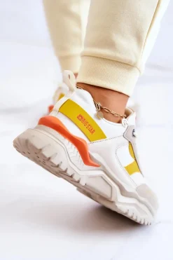 Big Star Shoes Buty Sportowe Big Star|Sneakersy Damskie*Damskie Buty Sportowe Big Star JJ274A411 Biało-Beżowe