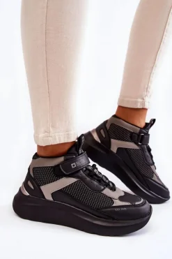 Big Star Shoes Buty Sportowe Big Star|Sneakersy Damskie*Damskie Buty Sportowe Memory Foam System Big Star KK274403 Czarne