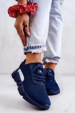 Big Star Shoes Buty Sportowe Big Star*Damskie Buty Sportowe Memory Foam Big Star JJ274274 Granatowe