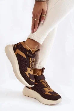 Big Star Shoes Buty Sportowe Big Star|Sneakersy Damskie*Damskie Buty Sportowe Memory Foam System Big Star KK274404 Brązowe Brązowy