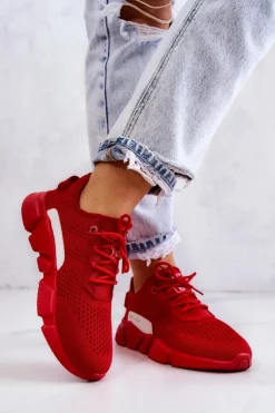 Big Star Shoes Buty Sportowe Big Star*Damskie Buty Sportowe Memory Foam Big Star JJ274270 Czerwone