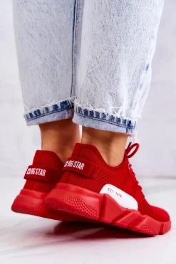 Big Star Shoes Buty Sportowe Big Star*Damskie Buty Sportowe Memory Foam Big Star JJ274270 Czerwone