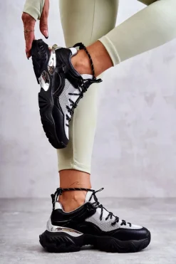 Damskie Big Star Shoes Damskie Buty Sportowe Memory Foam System Big Star KK274053 Czarno-Szare