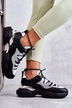 Damskie Big Star Shoes Damskie Buty Sportowe Memory Foam System Big Star KK274053 Czarno-Szare