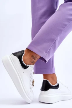 Damskie Boto Damskie Buty Sportowe Na Masywnej Platformie Biało-Czarne Chante