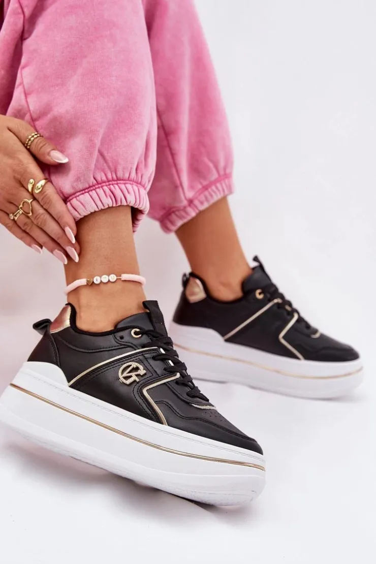 Boto Buty Sportowe Na Platformie|Sneakersy Damskie*Damskie Buty Sportowe Na Platformie Czarne Caldeno