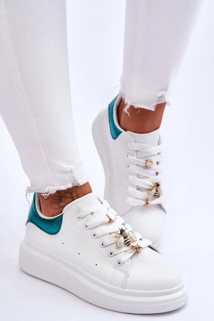 Boto Sneakersy Damskie*Damskie Buty Sportowe Na Masywnej Platformie Biało-Zielone Chante