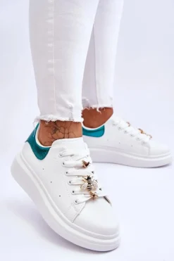 Boto Sneakersy Damskie*Damskie Buty Sportowe Na Masywnej Platformie Biało-Zielone Chante