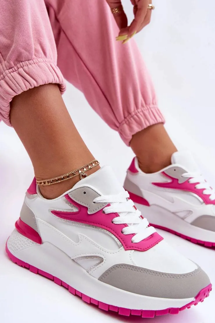 Damskie Boto Damskie Buty Sportowe Na Platformie Biało-Różowe Henley