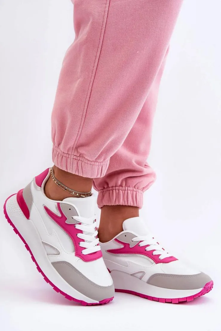 Damskie Boto Damskie Buty Sportowe Na Platformie Biało-Różowe Henley