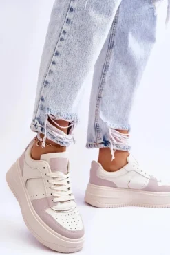 Boto Buty Sportowe Na Platformie|Sneakersy Damskie*Damskie Buty Sportowe Na Wysokiej Platformie Jasnobeżowe Bexley