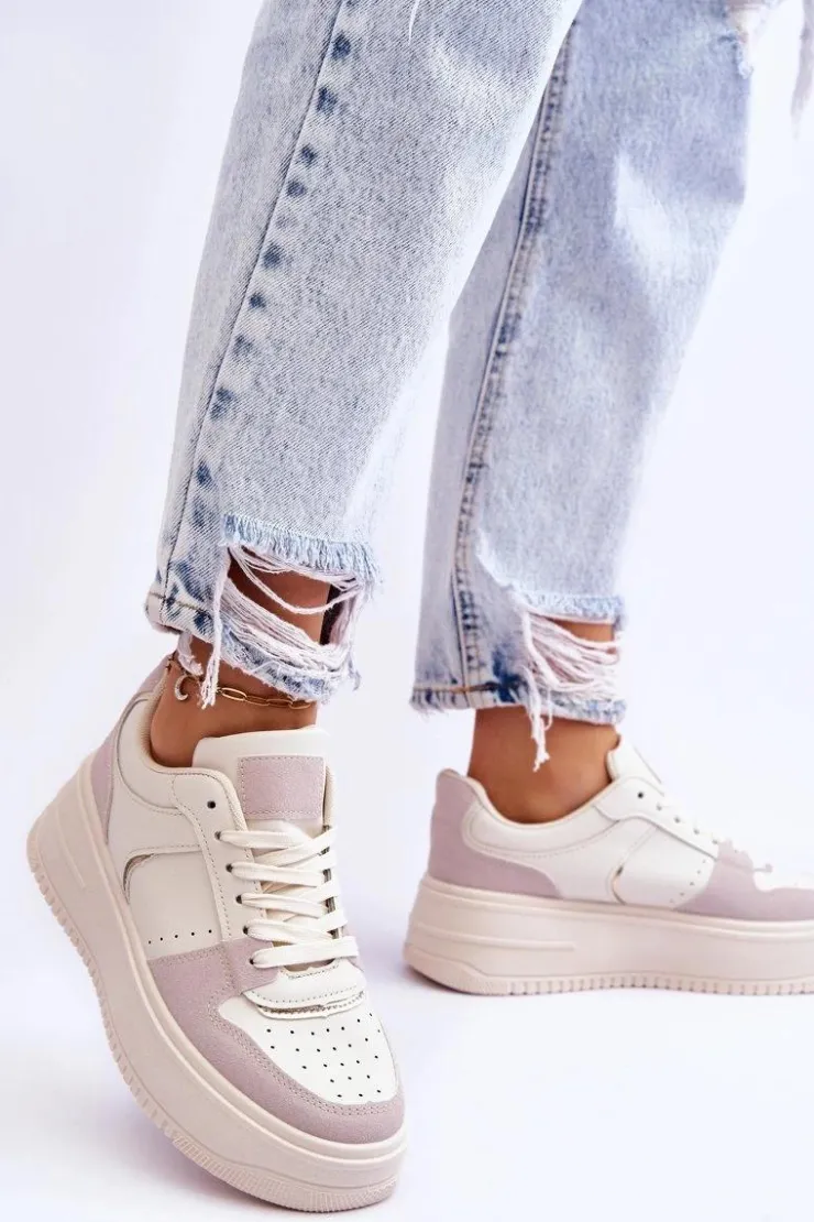 Boto Buty Sportowe Na Platformie|Sneakersy Damskie*Damskie Buty Sportowe Na Wysokiej Platformie Jasnobeżowe Bexley