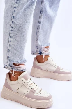 Boto Buty Sportowe Na Platformie|Sneakersy Damskie*Damskie Buty Sportowe Na Wysokiej Platformie Jasnobeżowe Bexley