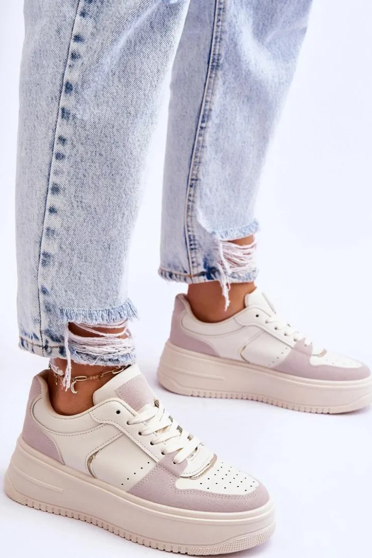 Boto Buty Sportowe Na Platformie|Sneakersy Damskie*Damskie Buty Sportowe Na Wysokiej Platformie Jasnobeżowe Bexley
