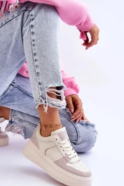 Boto Buty Sportowe Na Platformie|Sneakersy Damskie*Damskie Buty Sportowe Na Wysokiej Platformie Jasnobeżowe Bexley