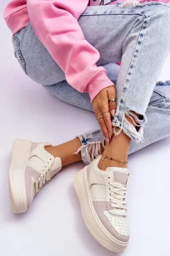 Boto Buty Sportowe Na Platformie|Sneakersy Damskie*Damskie Buty Sportowe Na Wysokiej Platformie Jasnobeżowe Bexley