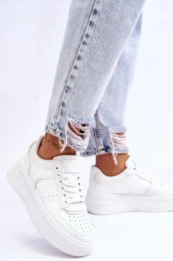 Outlet Boto Damskie Buty Sportowe Na Wysokiej Platformie Białe Bexley