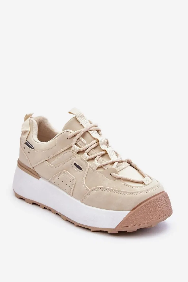 Boto Buty Sportowe Na Platformie|Sneakersy Damskie*Damskie Buty Sportowe Na Platformie Jasnobeżowe Dakari