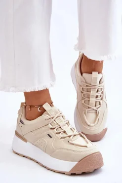 Boto Buty Sportowe Na Platformie|Sneakersy Damskie*Damskie Buty Sportowe Na Platformie Jasnobeżowe Dakari