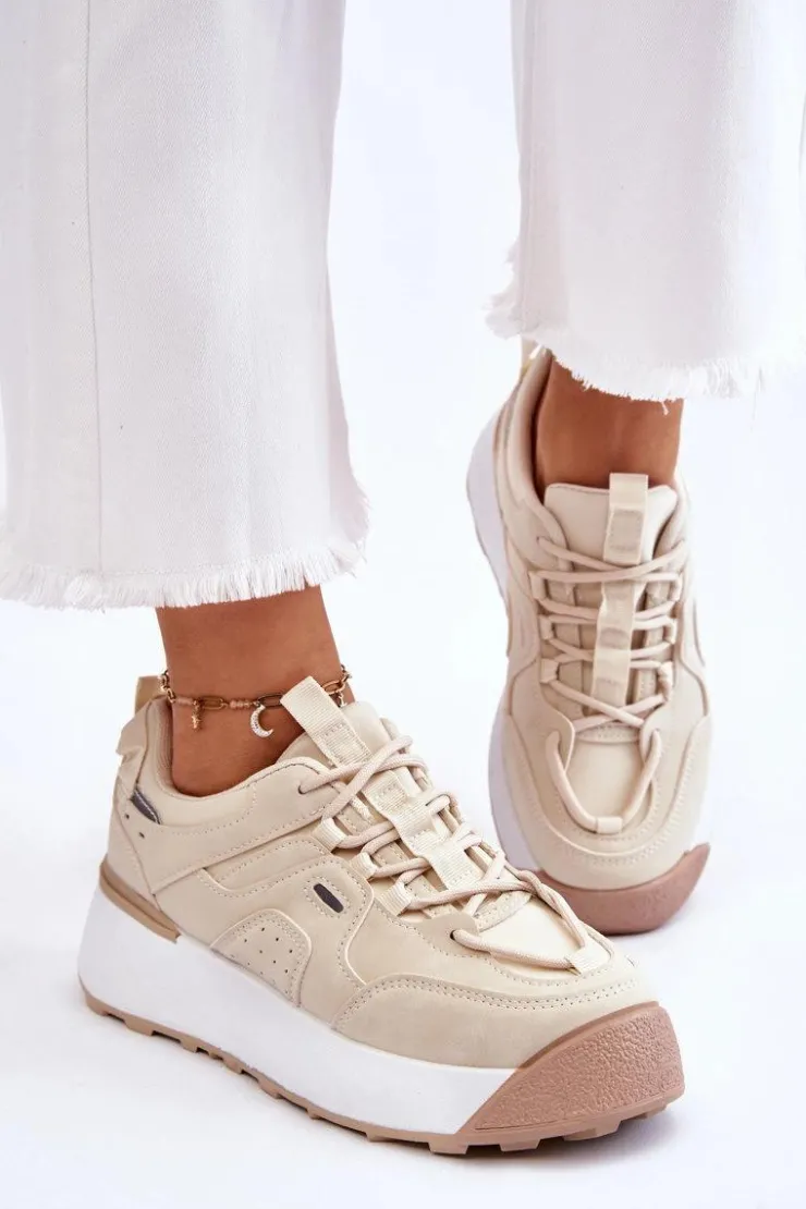 Boto Buty Sportowe Na Platformie|Sneakersy Damskie*Damskie Buty Sportowe Na Platformie Jasnobeżowe Dakari