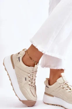 Boto Buty Sportowe Na Platformie|Sneakersy Damskie*Damskie Buty Sportowe Na Platformie Jasnobeżowe Dakari