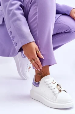 Damskie Boto Damskie Buty Sportowe Na Masywnej Platformie Biało-Fioletowe Chante