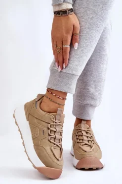Boto Buty Sportowe Na Platformie|Sneakersy Damskie*Damskie Buty Sportowe Na Platformie Beżowe Dakari