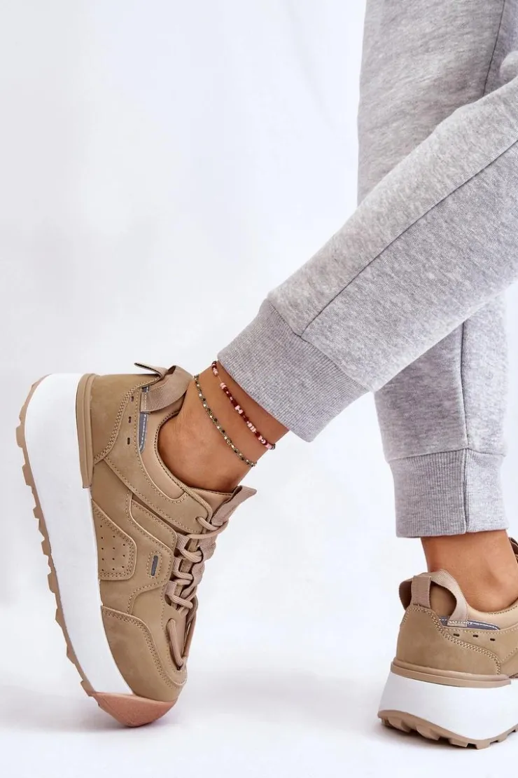 Boto Buty Sportowe Na Platformie|Sneakersy Damskie*Damskie Buty Sportowe Na Platformie Beżowe Dakari