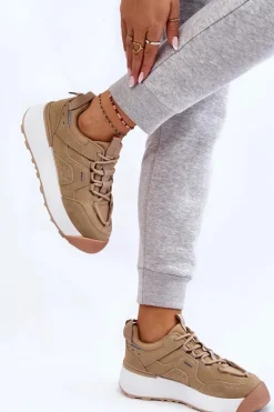 Boto Buty Sportowe Na Platformie|Sneakersy Damskie*Damskie Buty Sportowe Na Platformie Beżowe Dakari