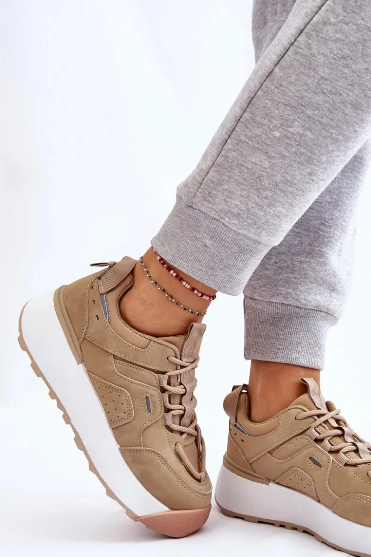 Boto Buty Sportowe Na Platformie|Sneakersy Damskie*Damskie Buty Sportowe Na Platformie Beżowe Dakari