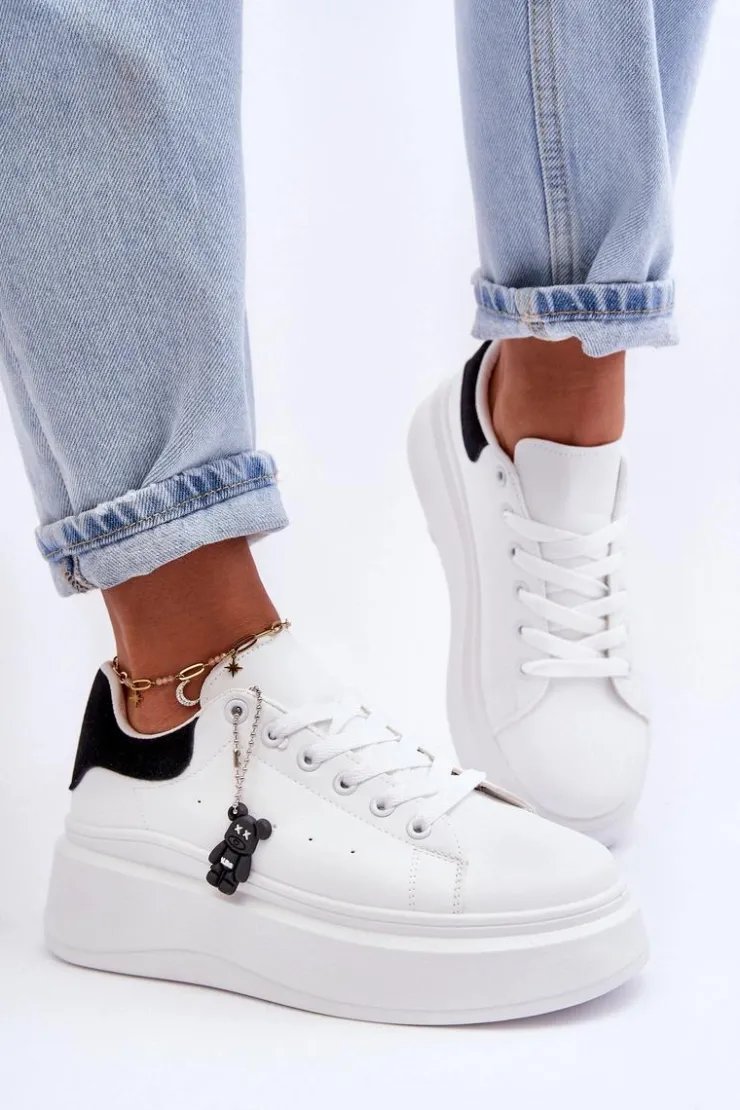 Boto Sneakersy Damskie*Damskie Buty Sportowe Na Masywnej Platformie Biało-Czarne Mariell