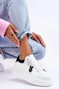 Boto Sneakersy Damskie*Damskie Buty Sportowe Na Masywnej Platformie Biało-Czarne Mariell