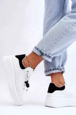 Boto Sneakersy Damskie*Damskie Buty Sportowe Na Masywnej Platformie Biało-Czarne Mariell