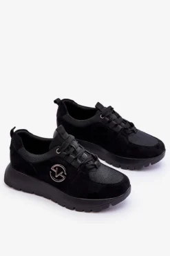 Damskie Buty damskie Vinceza Damskie Buty Sportowe Na Platformie Czarne Aisha