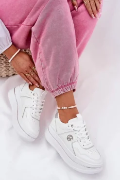 Damskie Boto Damskie Buty Sportowe Na Platformie Białe Caldeno