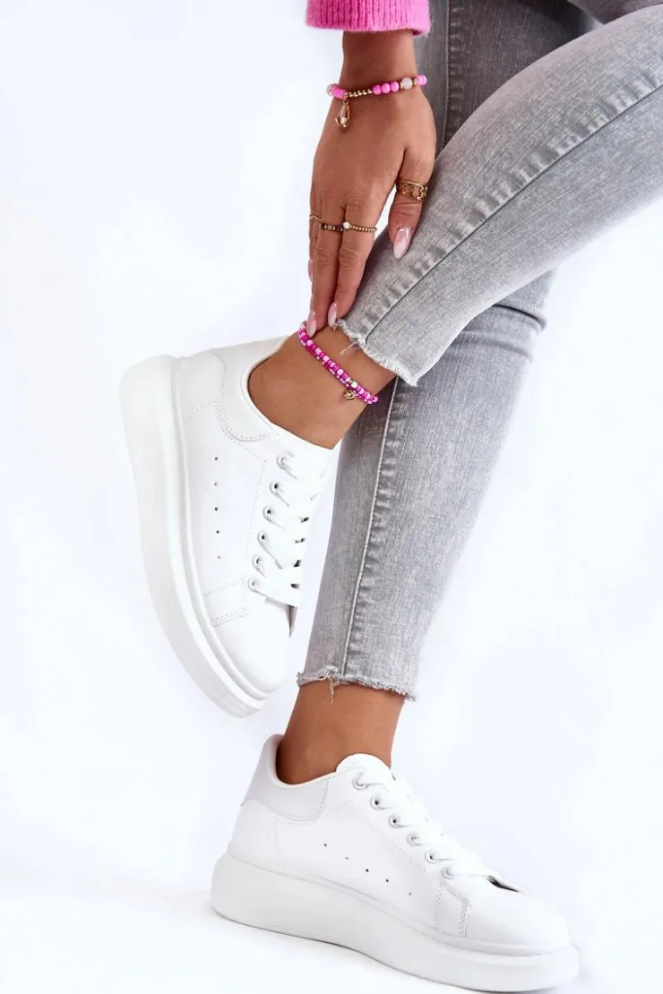 Damskie Boto Damskie Buty Sportowe Na Platformie Białe Eliso