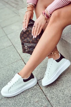 Damskie Boto Damskie Buty Sportowe Na Platformie Biało-Czarne Eliso