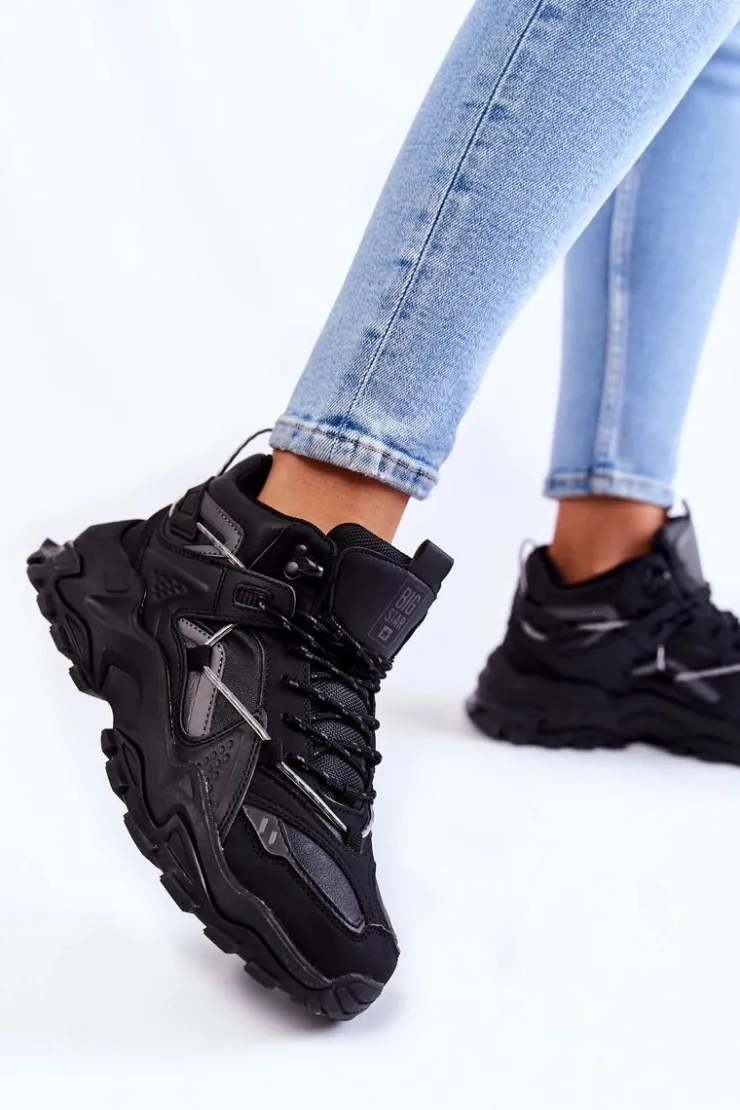 Clearance Big Star Shoes Damskie Buty Sportowe Na Masywnej Platformie Big Star KK274387 Czarne