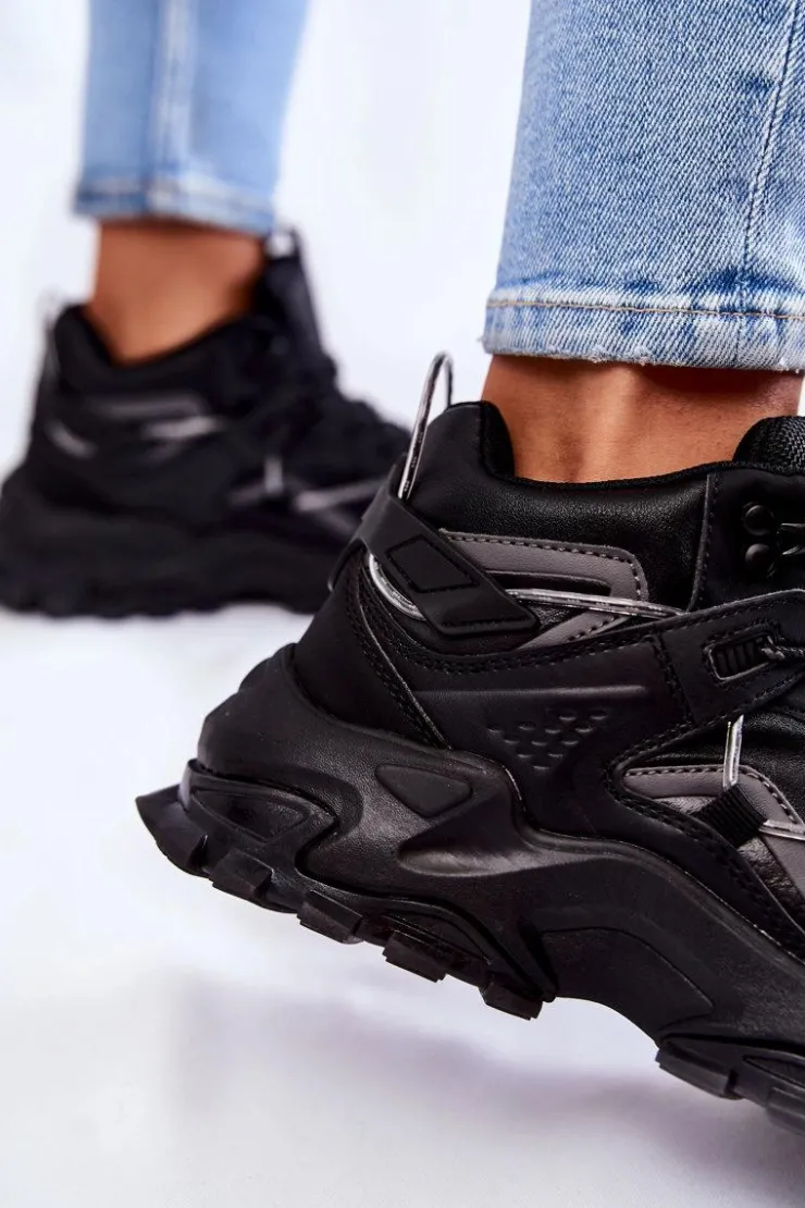 Clearance Big Star Shoes Damskie Buty Sportowe Na Masywnej Platformie Big Star KK274387 Czarne