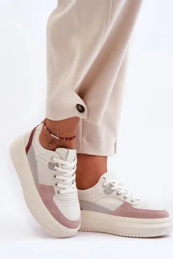 Boto Buty Sportowe Na Platformie|Sneakersy Damskie*Damskie Buty Sportowe Na Masywnej Platformie Biało-Różowe Gemma