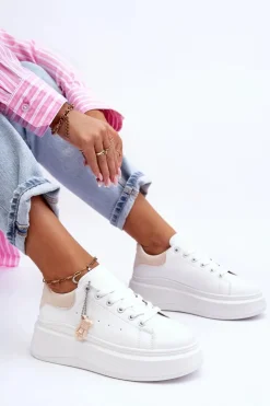 Damskie Boto Damskie Buty Sportowe Na Masywnej Platformie Biało-Beżowe Mariell