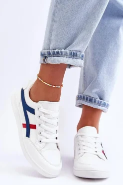 Boto Buty Sportowe Na Platformie|Sneakersy Damskie*Damskie Buty Sportowe Niskie z Paskami Białe Alemessa