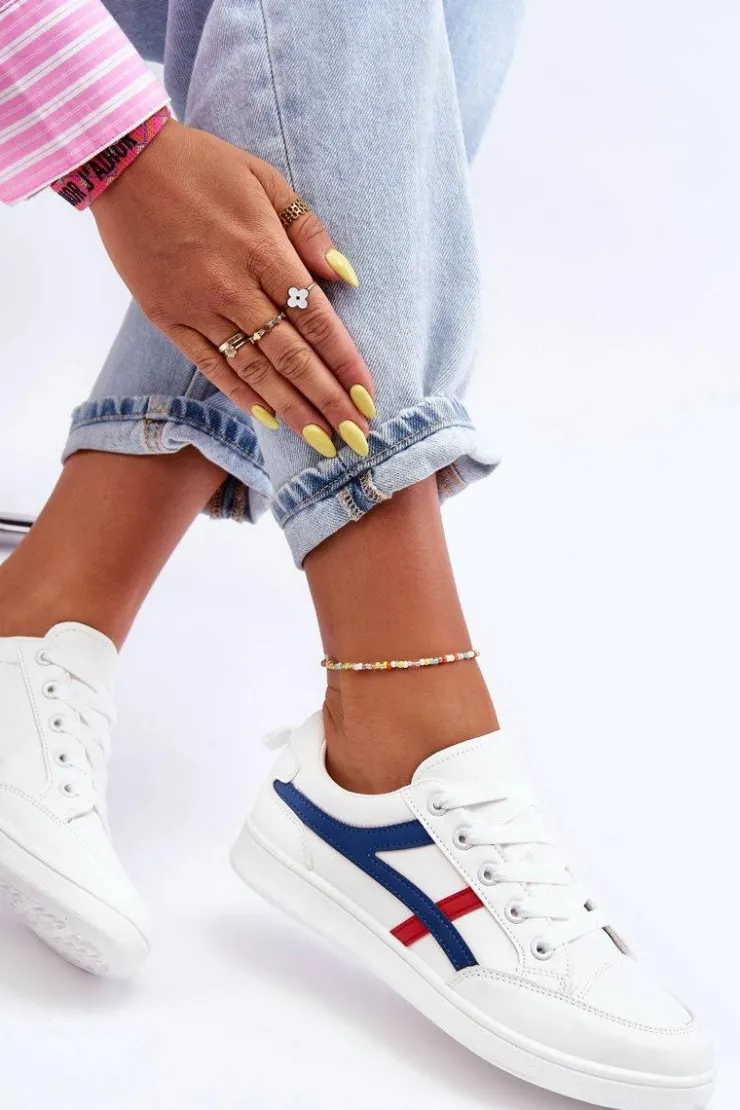 Boto Buty Sportowe Na Platformie|Sneakersy Damskie*Damskie Buty Sportowe Niskie z Paskami Białe Alemessa