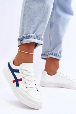 Boto Buty Sportowe Na Platformie|Sneakersy Damskie*Damskie Buty Sportowe Niskie z Paskami Białe Alemessa