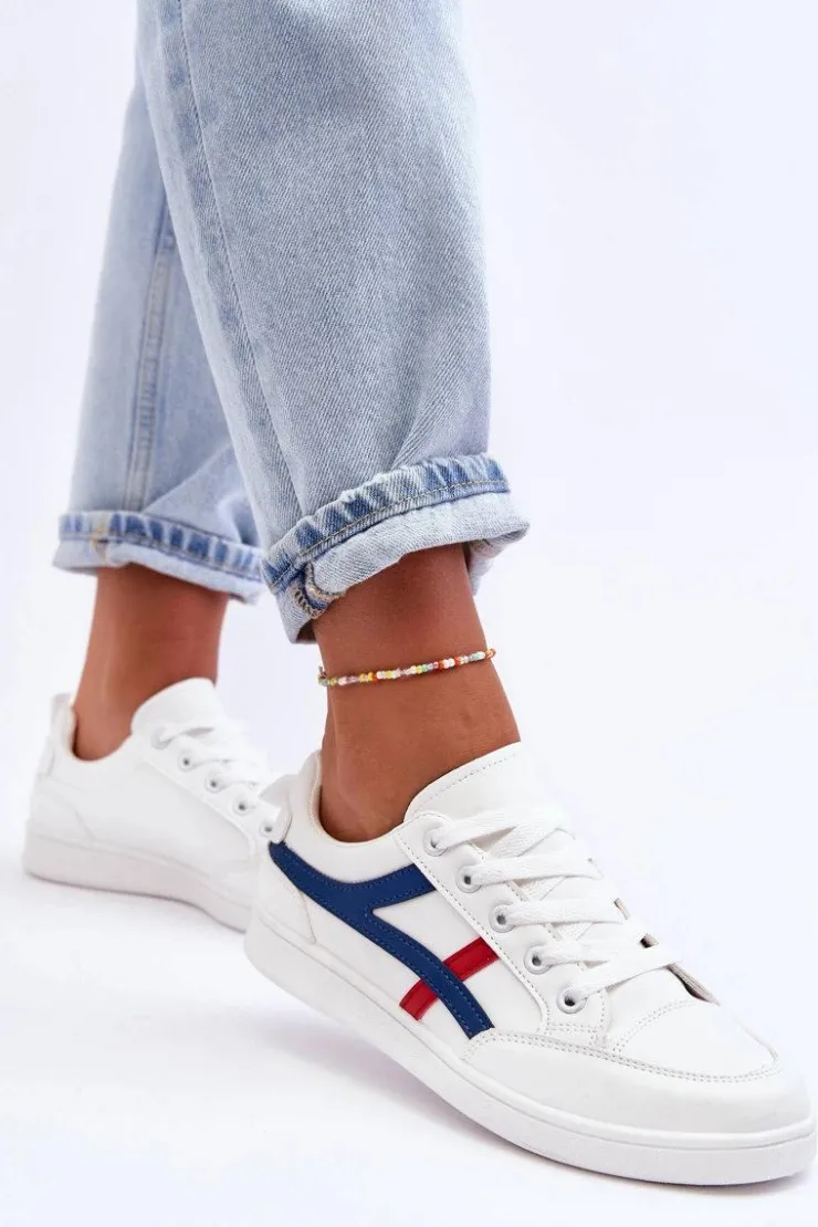Boto Buty Sportowe Na Platformie|Sneakersy Damskie*Damskie Buty Sportowe Niskie z Paskami Białe Alemessa