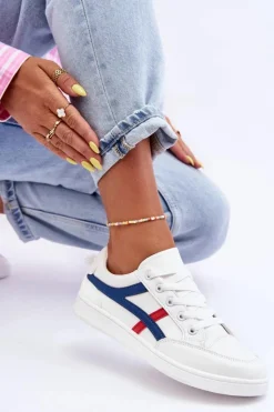 Boto Buty Sportowe Na Platformie|Sneakersy Damskie*Damskie Buty Sportowe Niskie z Paskami Białe Alemessa